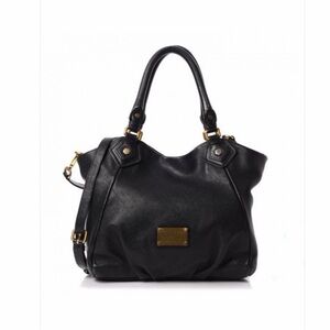 Marc By Marc Jacobs Black Leather Shoulder Bag with Gold Accents